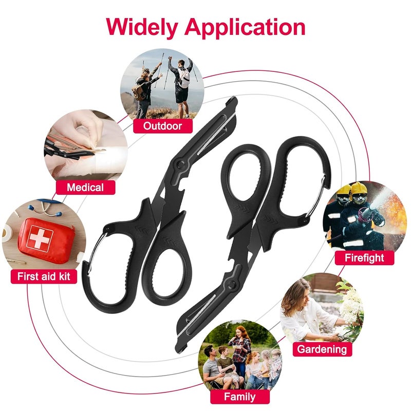Opoway 2 Pack Medical Scissors Trauma Shears, 7.5 Inches Stainless Steel Bandage Scissors with Carabiner, Fluoride Coated Surgical Scissor for Nurses, Doctors, Nursing Students, EMT and EMS (Black) - Image 5